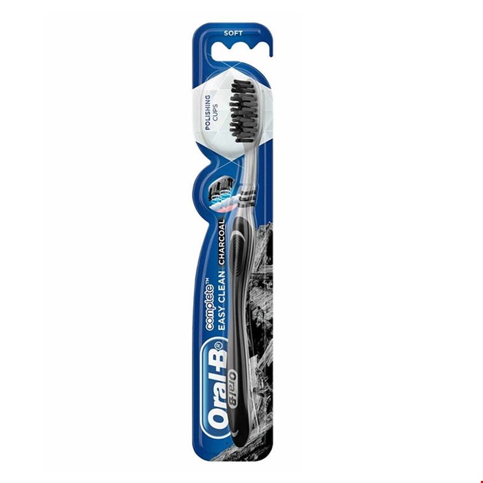 مسواک اورال بی برس نرم ذغالی مدل Oral B Complete easy clean charcoal soft