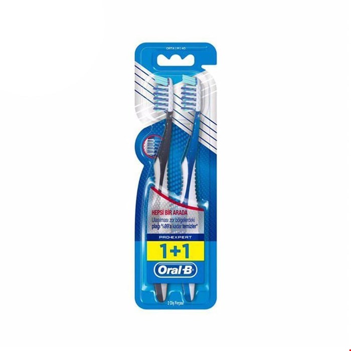 مسواک اورال بی برس متوسط دوقلو مدل Oral-B Pro Expert 1+1