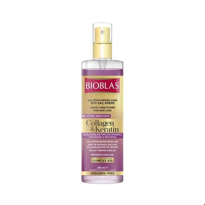 اسپری دو فاز مو بیوبلاس حاوی کلاژن و کراتین 200 میل مدل BIOBLAS collagen keratin