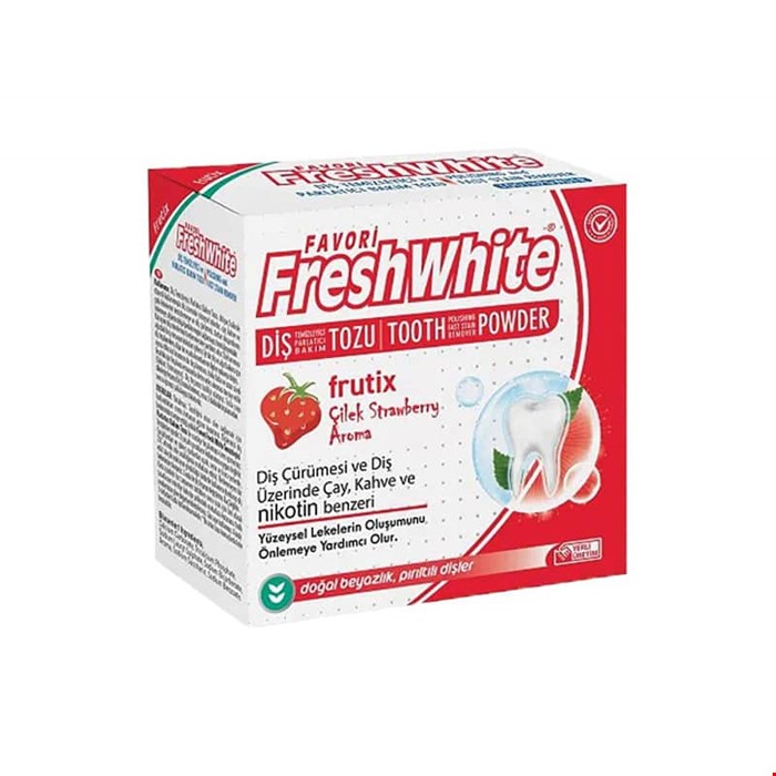 پودر سفید کننده دندان فرش وایت با طعم توت فرنگی Fresh white Dis Tozu