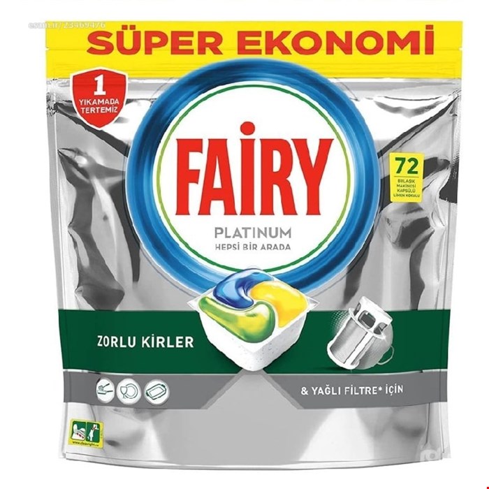 قرص ماشین ظرفشویی فیری 72 عددی مدل FAIRY platinum hepsi bir arada
